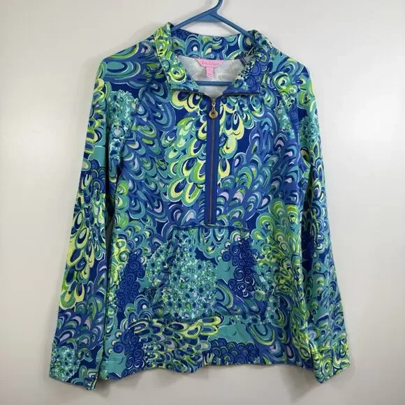 Lilly Pulitzer Skipper Popover Zip Jacket Sea Blue Lilly's Lagoon UPF 50+ Beach - Picture 12 of 12